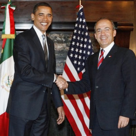 Barack Obama e Felipe Caldern; clic para aumentar